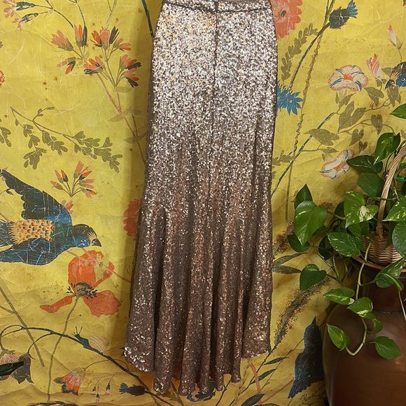 BHLDN Jenny Yoo Cosmos Gold Sequin Skirt Size 0 - Picture 7 of 8
